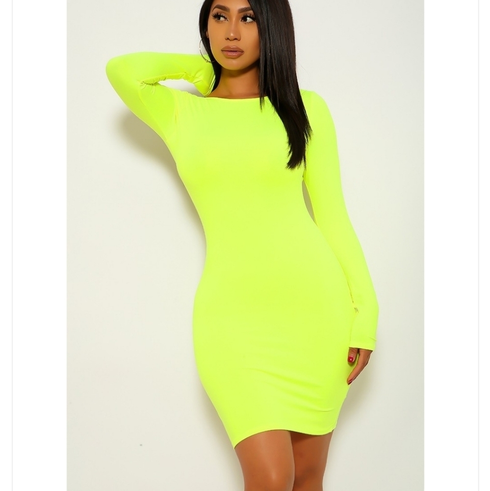 Lime Green Ribbed Dress NWT